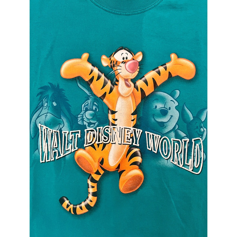 Walt Disney World Tigger Graphic T Shirt Mens L Teal Vintage 90s Excellent